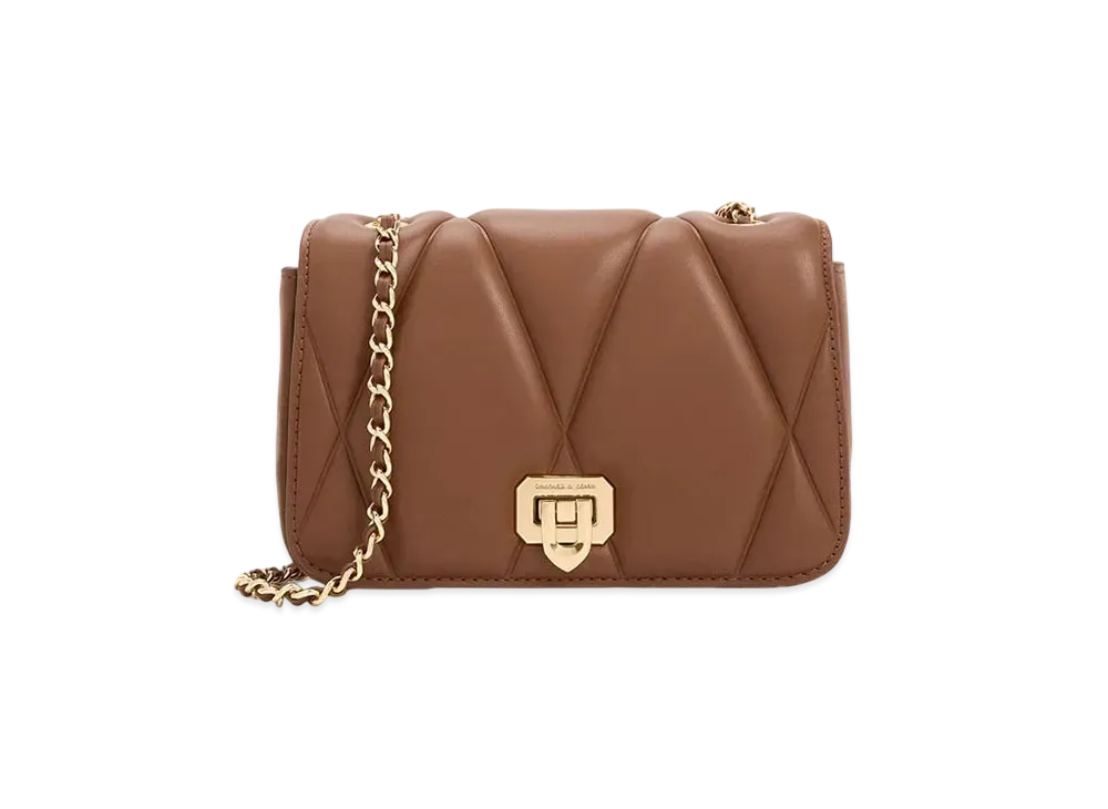CHARLES & KEITH Arwen Quilted Shoulder Bag "Chocolate"