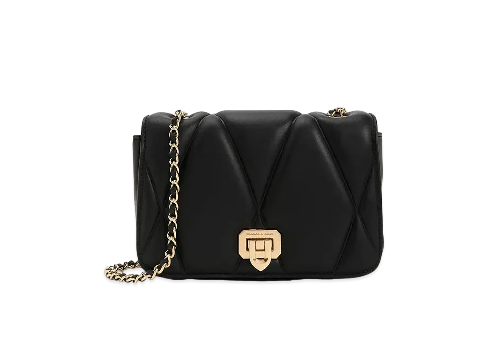 CHARLES & KEITH Arwen Quilted Shoulder Bag "Black"