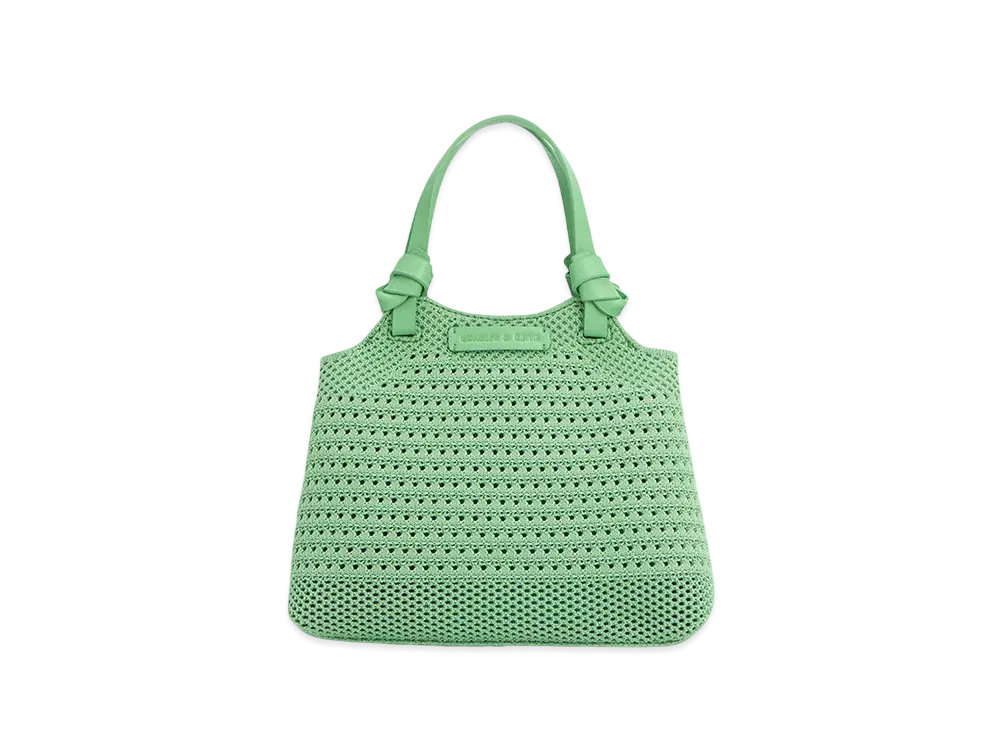 CHARLES & KEITH Knot Handle Knit Tote Bag "Green"