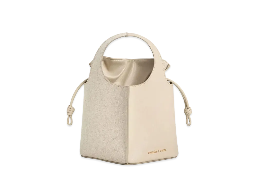 CHARLES & KEITH Arlis Linen Bucket Bag "Beige"