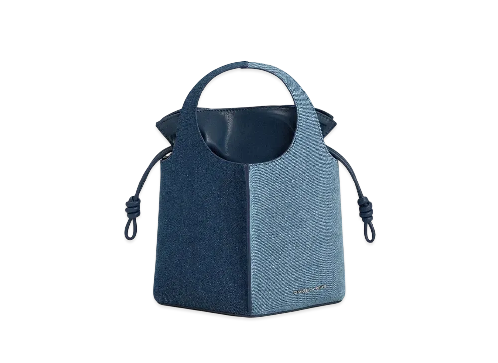 CHARLES & KEITH Arlis Linen Bucket Bag "DenimBlue"