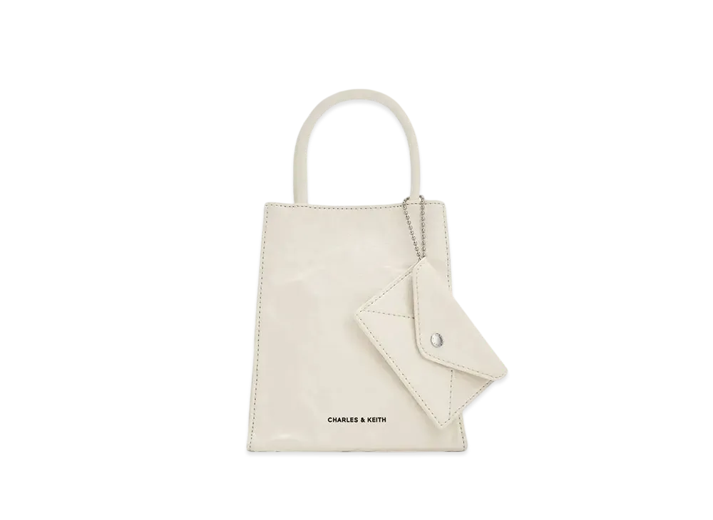 CHARLES & KEITH Machina Elongated Tote Bag "Cream"