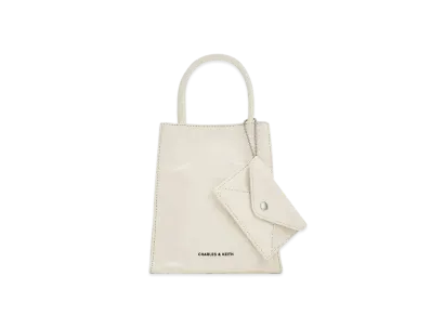 CHARLES & KEITH Machina Elongated Tote Bag "Cream"