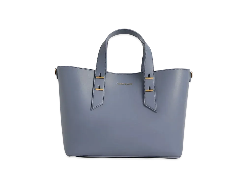 CHARLES & KEITH Metallic Accent Double Handle Bag "DenimBlue"