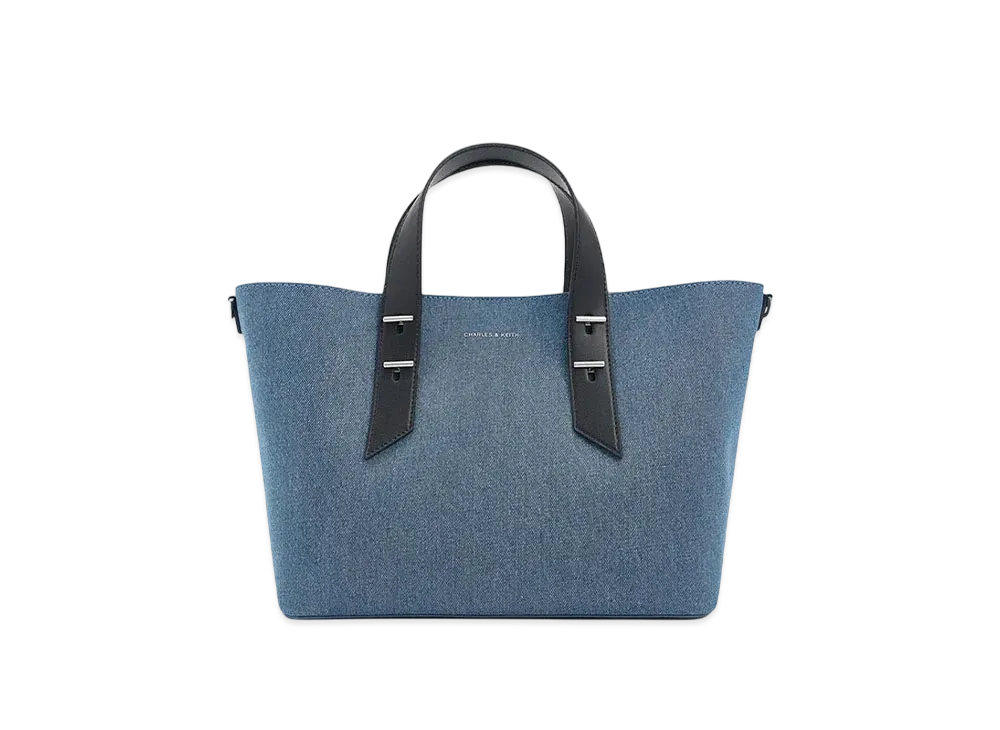 CHARLES & KEITH Metallic Accent Double Handle Bag "DenimBlue"
