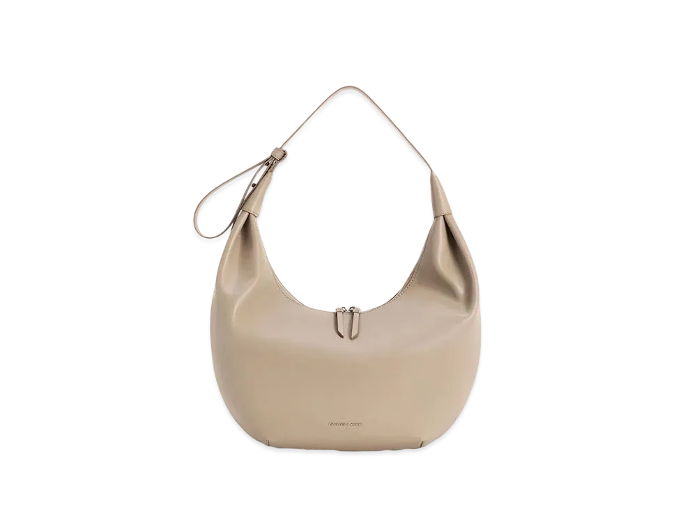 CHARLES & KEITH Odera Curved Hobo Bag "Taupe"