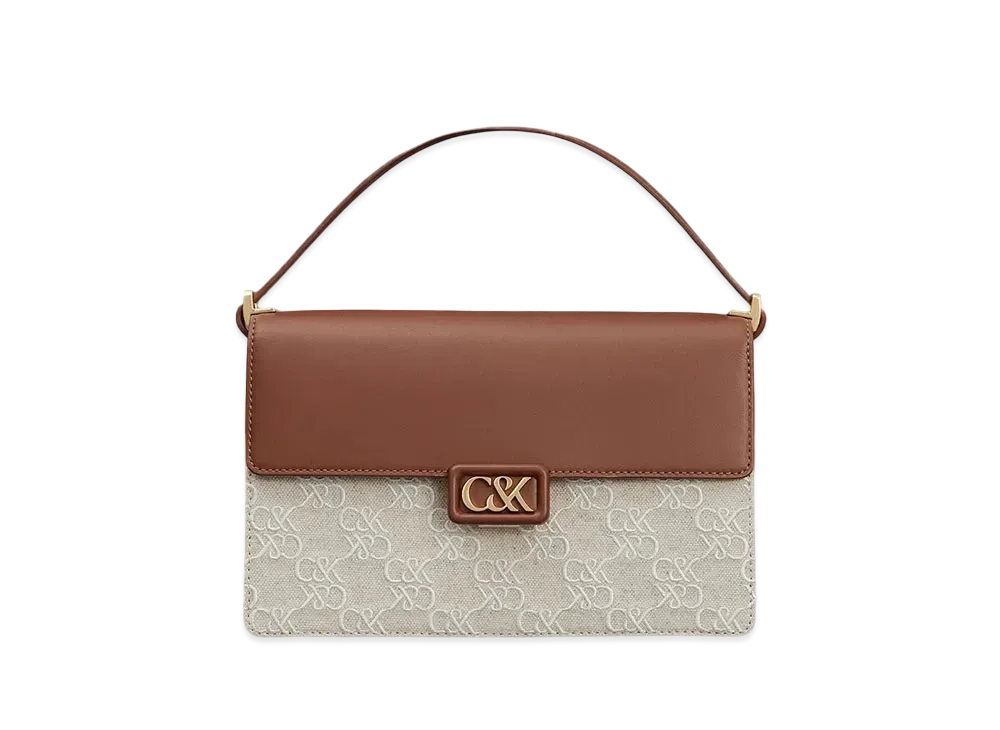 CHARLES & KEITH L'INITIAL Leather Shoulder Bag "Cognac"