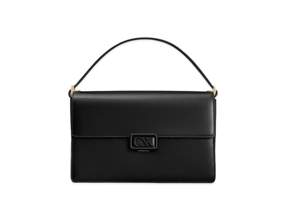 CHARLES & KEITH L'INITIAL Leather Shoulder Bag "Black"