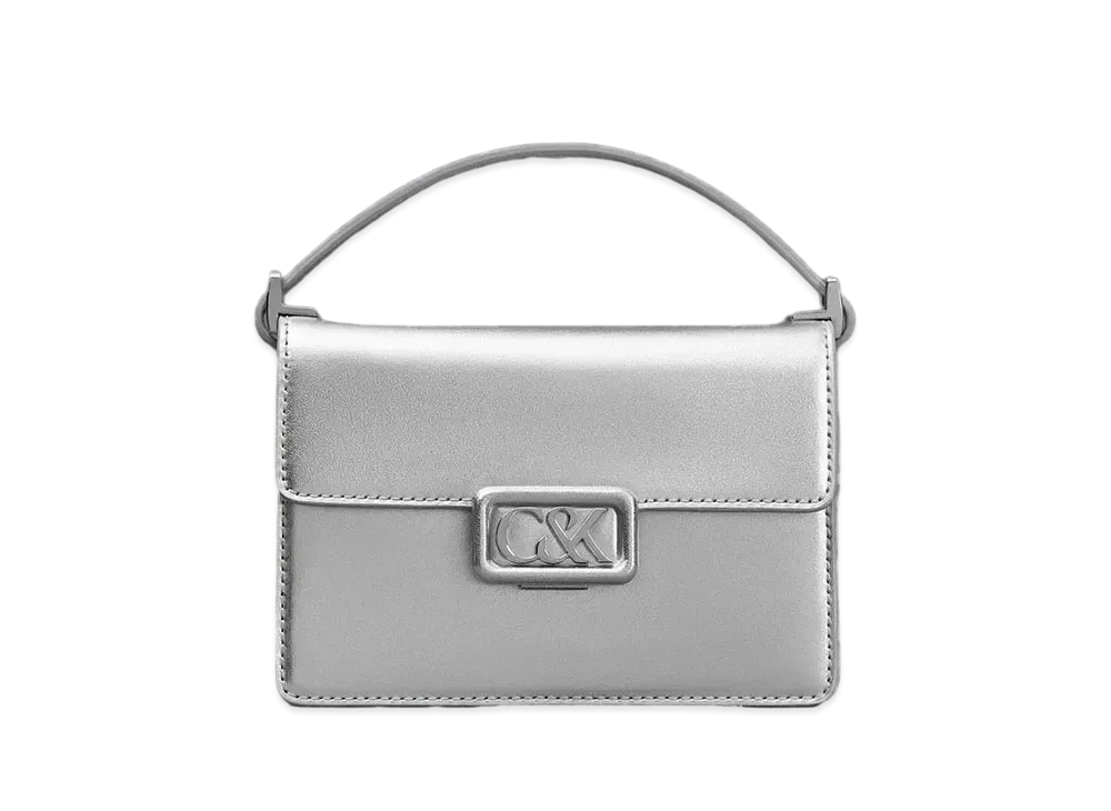 CHARLES & KEITH L'INITIAL Leather Boxy Bag "Silver"