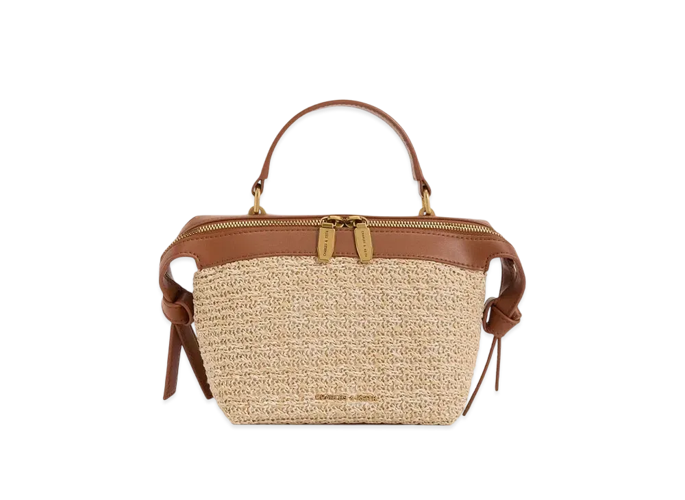 CHARLES & KEITH Aurelie Raffia Knot Top-Handle Bag "Multi"