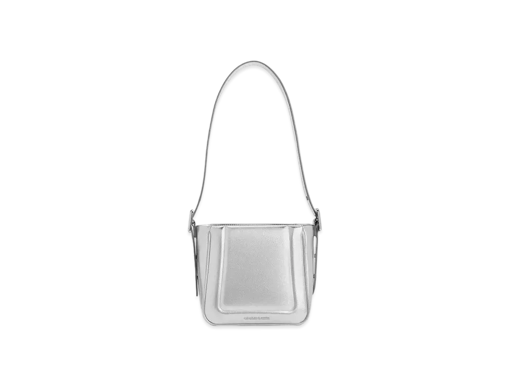 CHARLES & KEITH Petra Boxy Bucket Bag "Silver"