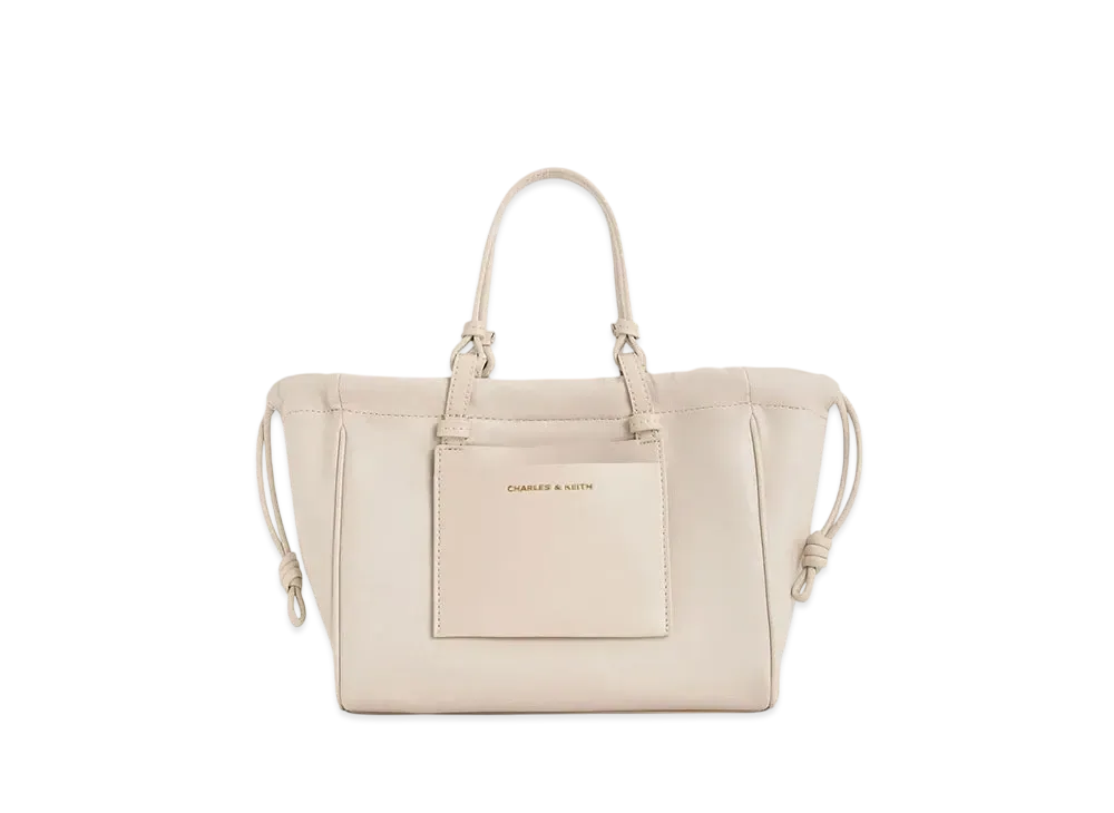 CHARLES & KEITH Babylon Drawstring Tote Bag "Oat"