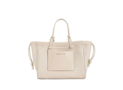 CHARLES & KEITH Babylon Drawstring Tote Bag "Oat"