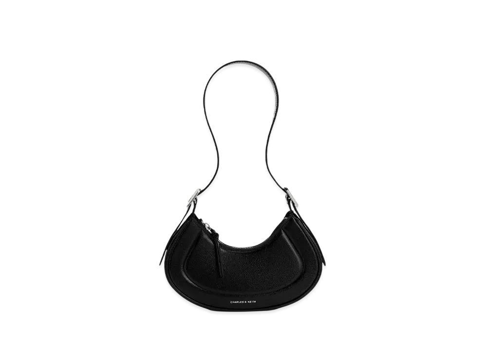 CHARLES & KEITH Petra Curved Shoulder Bag "Noir"