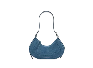 CHARLES & KEITH Petra Curved Shoulder Bag "DenimBlue"
