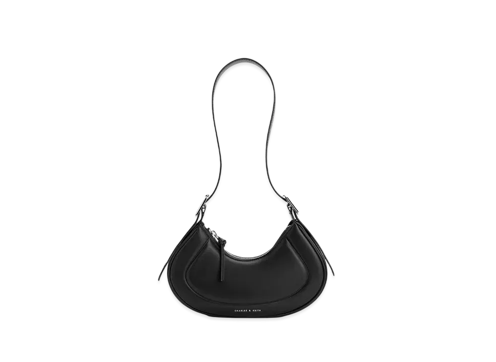 CHARLES & KEITH Petra Curved Shoulder Bag "Black"