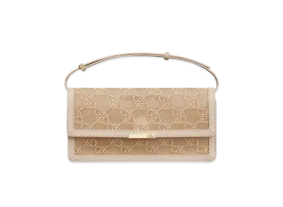 CHARLES & KEITH Linear Mesh And Leather Monogram Shoulder Bag "Beige"
