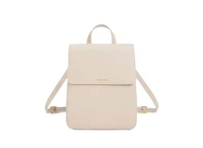 CHARLES & KEITH Front Flap Structure Backpack "Ivory"