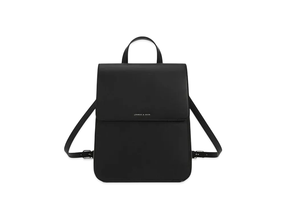 CHARLES & KEITH Front Flap Structure Backpack "Noir"