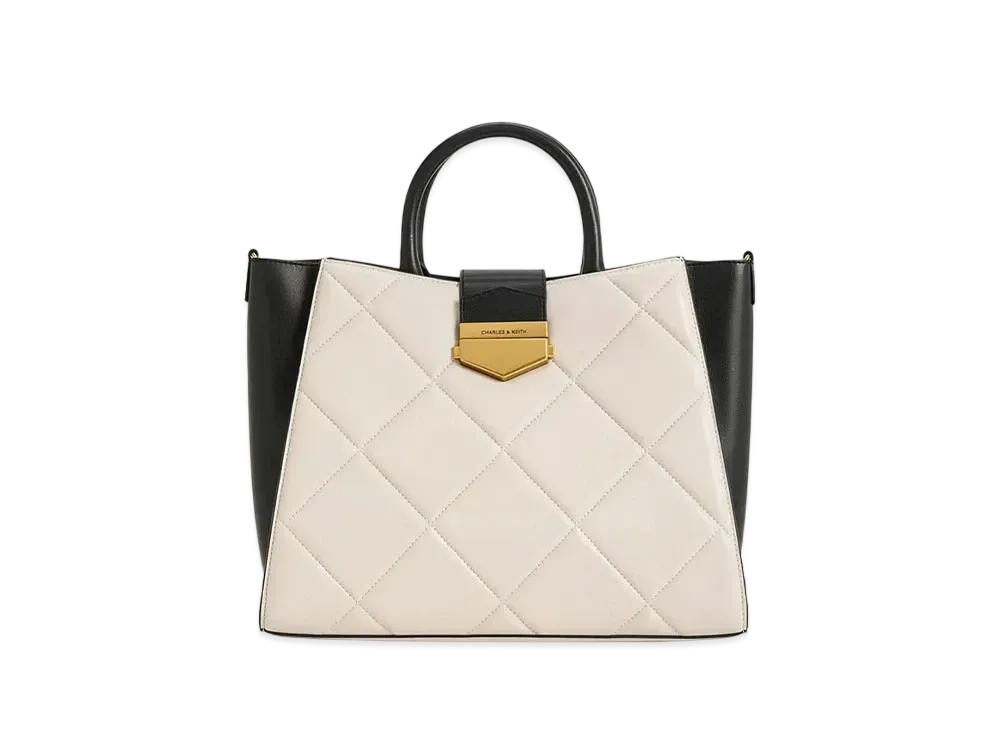 CHARLES & KEITH Vertigo Quilt Tote Bag "Multi"