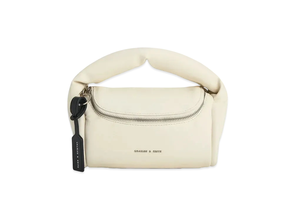 CHARLES & KEITH Yama Pad Cylinder Bag "Cream"