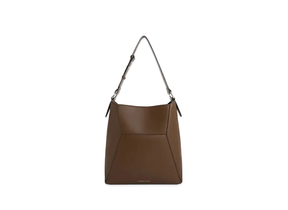 CHARLES & KEITH Nasrin Geometric Tote Bag "DarkBrown"