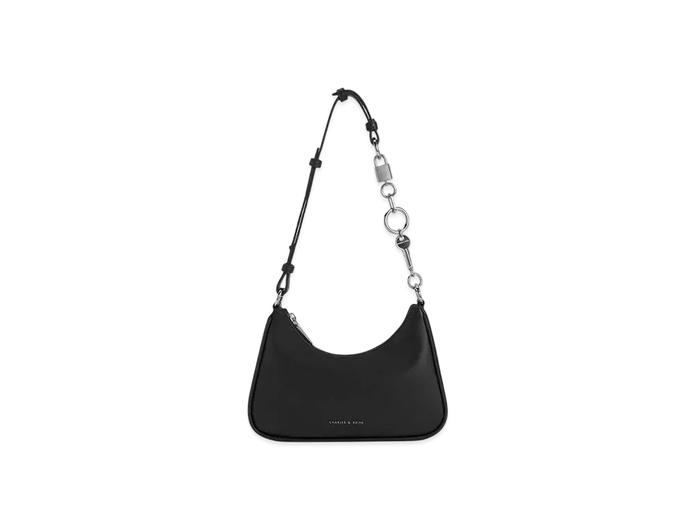 CHARLES & KEITH Lock & Keychain Handle Trapeze Bag "Noir"