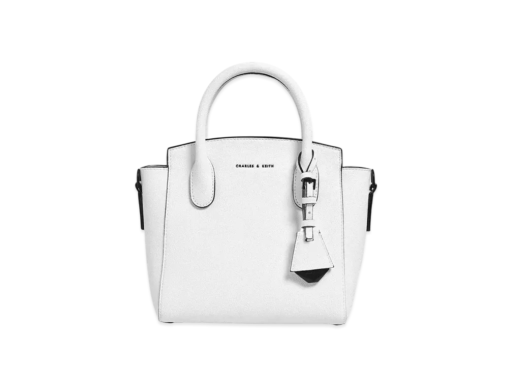 CHARLES & KEITH Double Handle Trapeze Tote Bag "White"