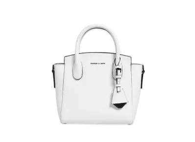 CHARLES & KEITH Double Handle Trapeze Tote Bag "White"