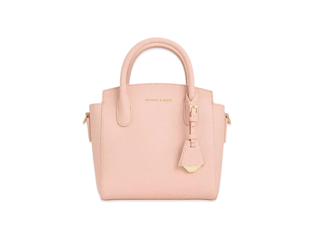 CHARLES & KEITH Double Handle Trapeze Tote Bag "Pink"