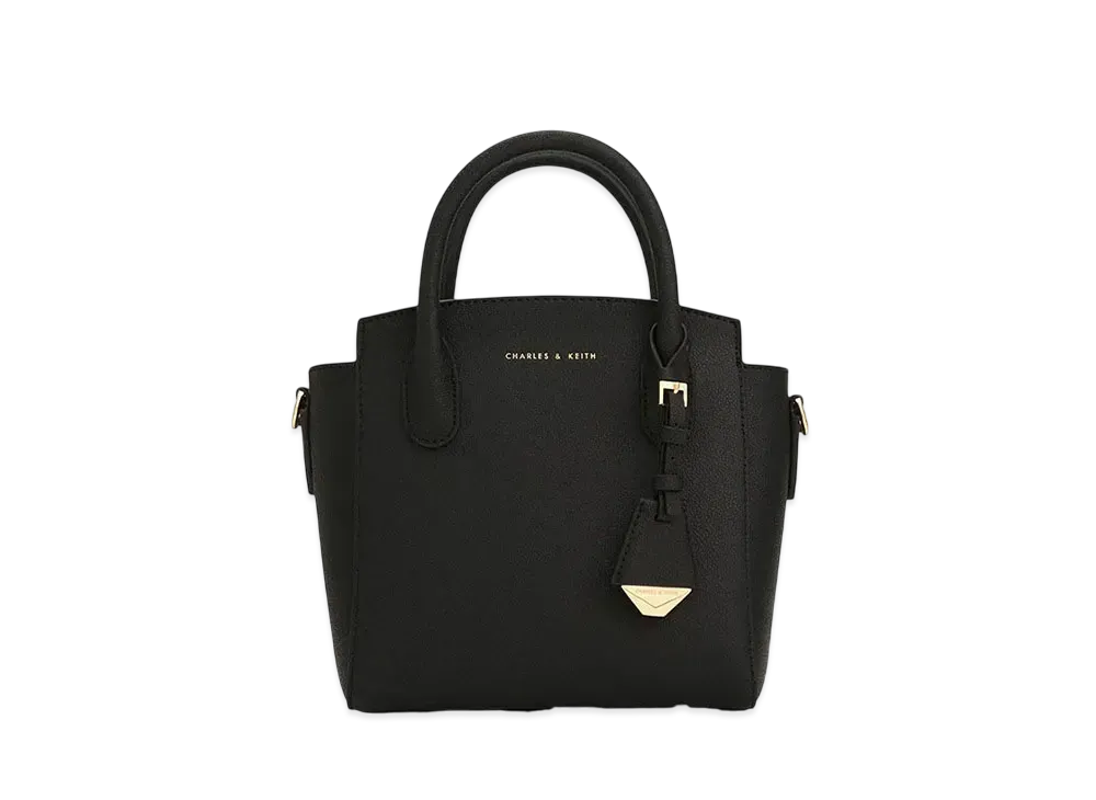 CHARLES & KEITH Double Handle Trapeze Tote Bag "Black"