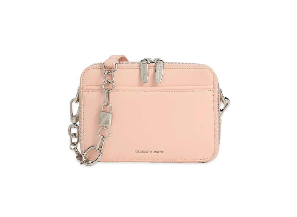 CHARLES & KEITH Lock & Keychain Handle Bag "Pink"