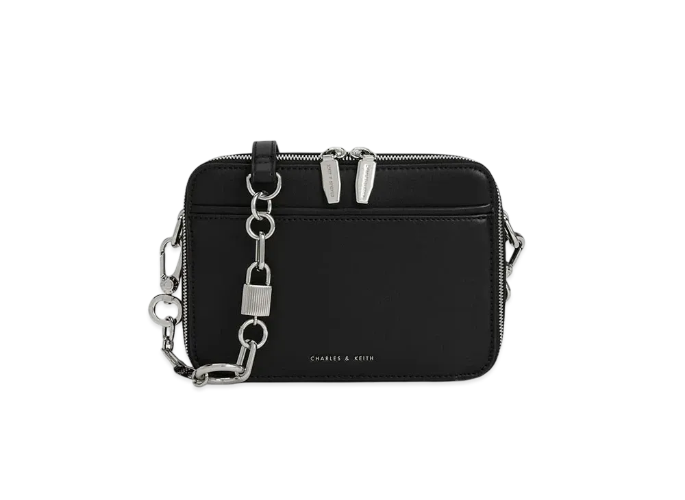 CHARLES & KEITH Lock & Keychain Handle Bag "Noir"