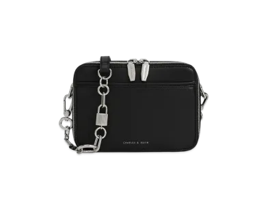 CHARLES & KEITH Lock & Keychain Handle Bag "Noir"