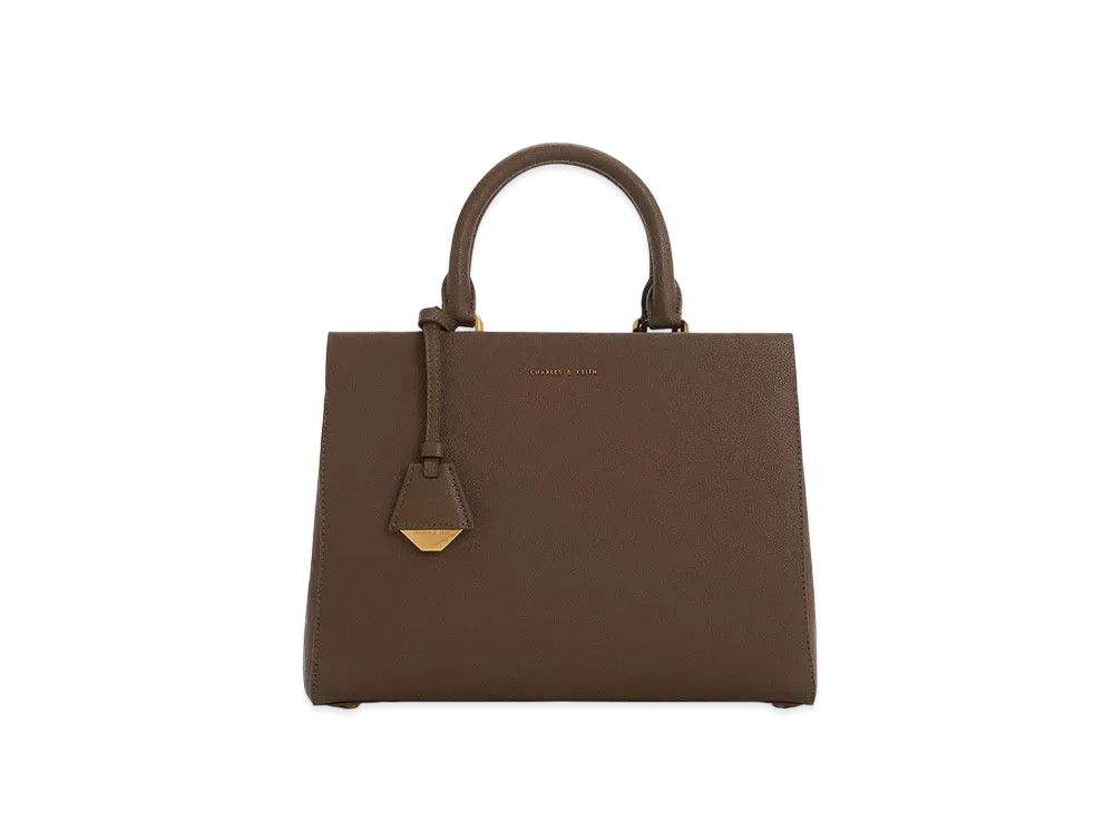 CHARLES & KEITH Mirabelle Structured Handbag "DarkBrown"