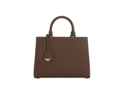 CHARLES & KEITH Mirabelle Structured Handbag "DarkBrown"