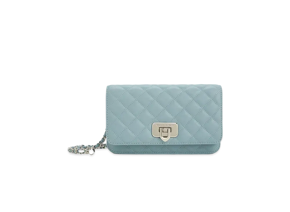 CHARLES & KEITH Cressida Quilt Push Lock Clutch "SlateBlue"