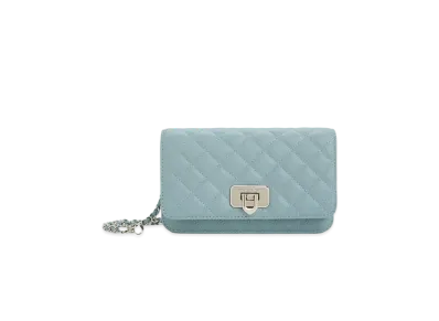 CHARLES & KEITH Cressida Quilt Push Lock Clutch "SlateBlue"