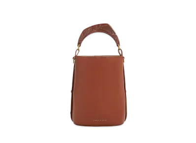 CHARLES & KEITH Merlin Acrylic Handle Bucket Bag "Mocha"