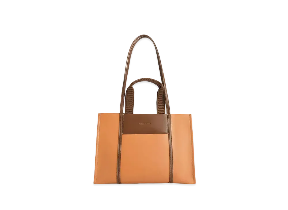 CHARLES & KEITH Sharia Large Double Handle Tote Bag "Pumpkin"