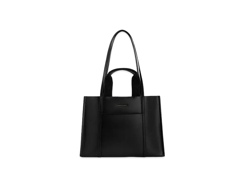 CHARLES & KEITH Sharia Large Double Handle Tote Bag "Black"