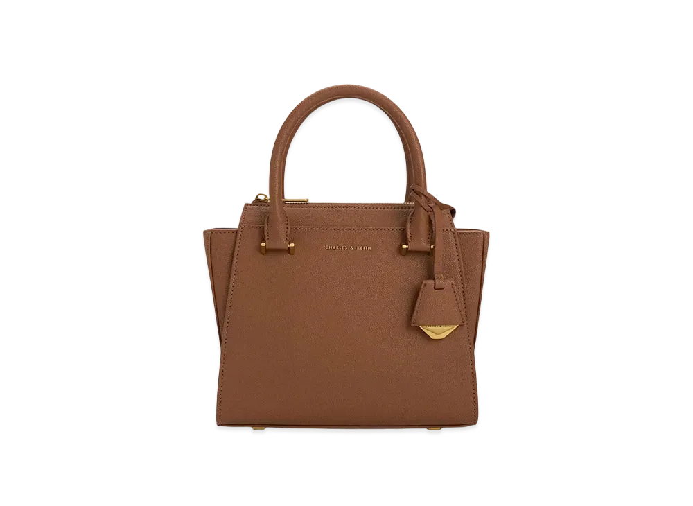 CHARLES & KEITH Double Handle Trapeze Tote Bag "Chocolate"