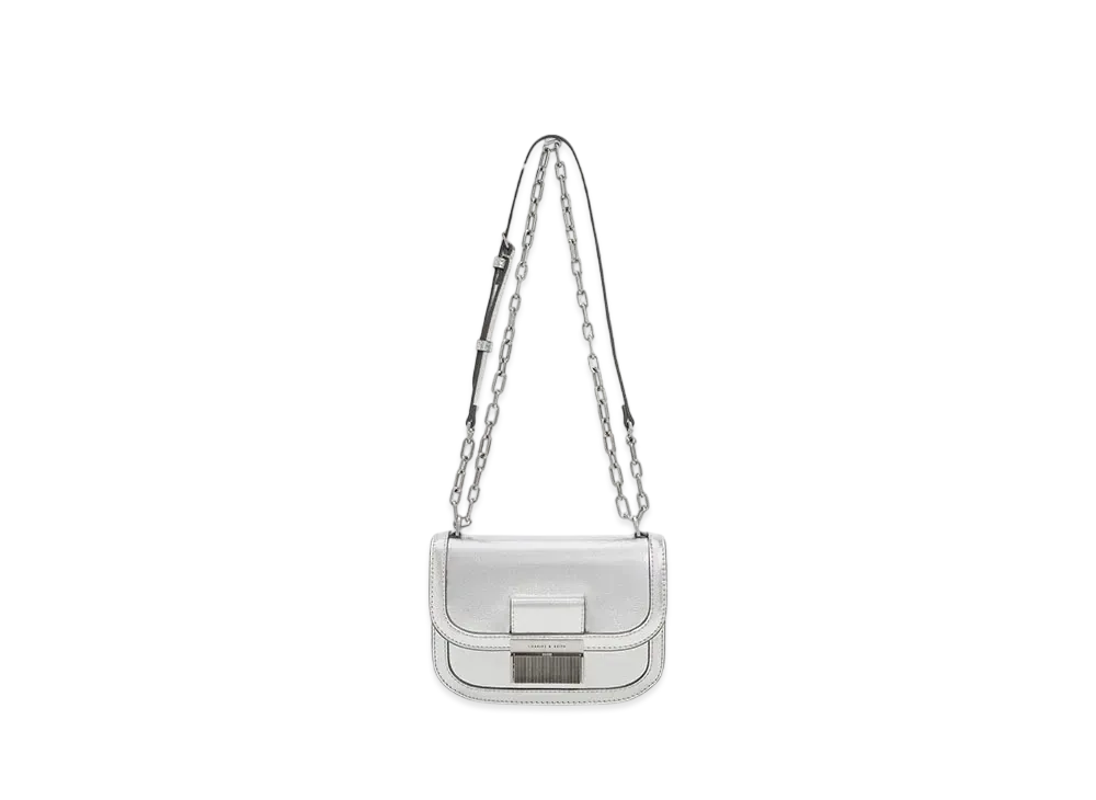 CHARLES & KEITH Charlotte Chain Handle Bag "Silver"