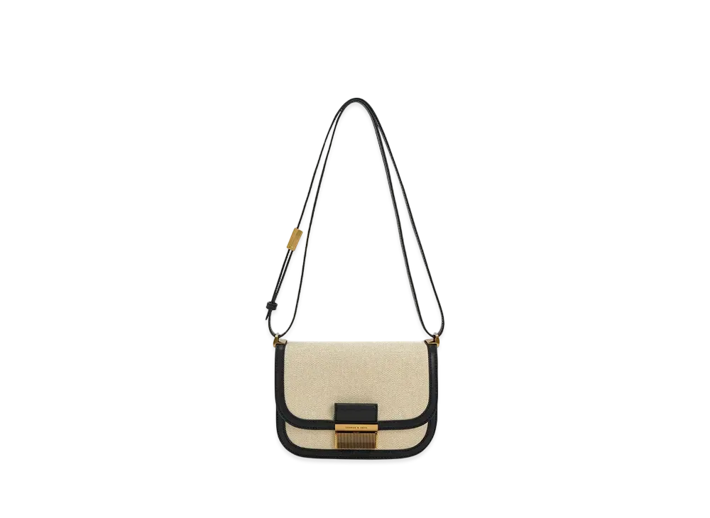 CHARLES & KEITH Charlotte Canvas Two-Tone Bag "Black"