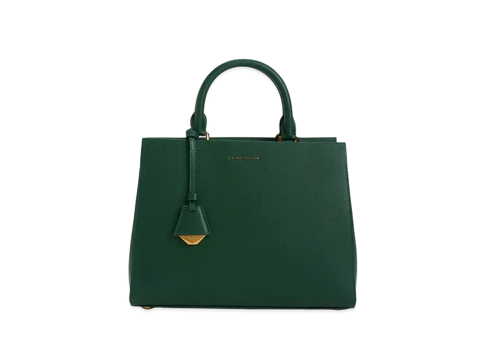 CHARLES & KEITH Classic Structure Handbag "DarkGreen"