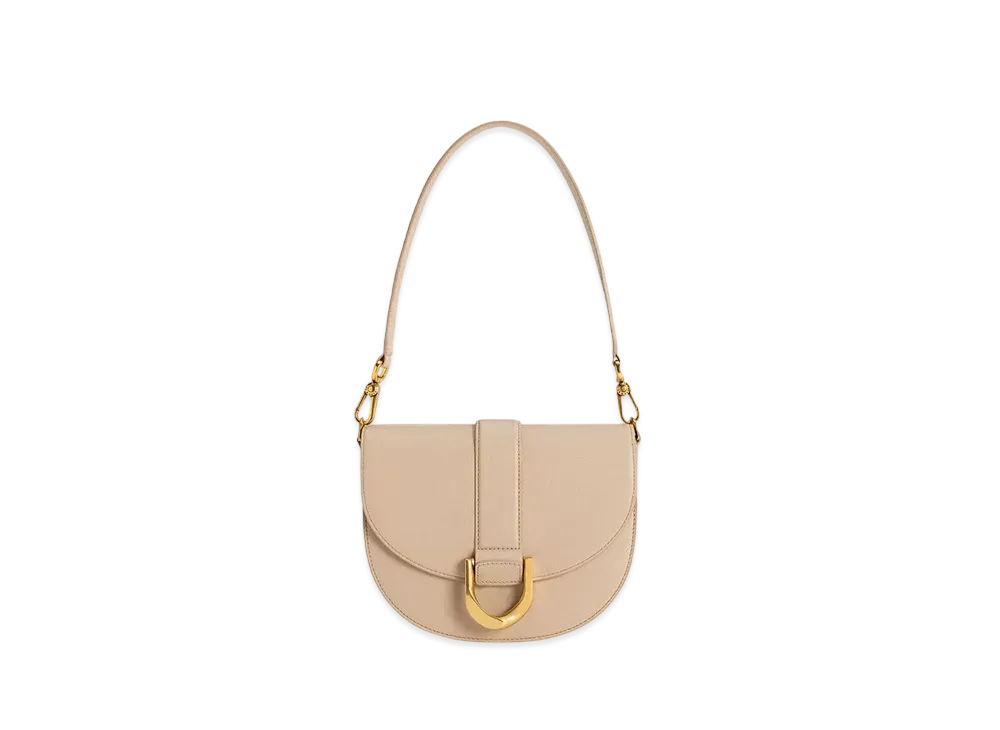 CHARLES & KEITH Gavine Leather Saddle Bag "Beige"