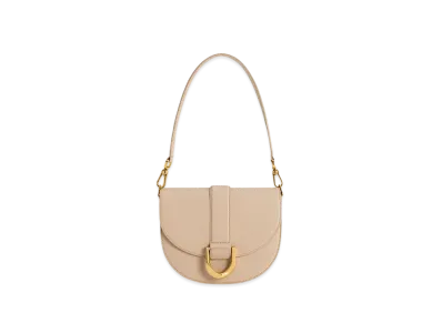 CHARLES & KEITH Gavine Leather Saddle Bag "Beige"