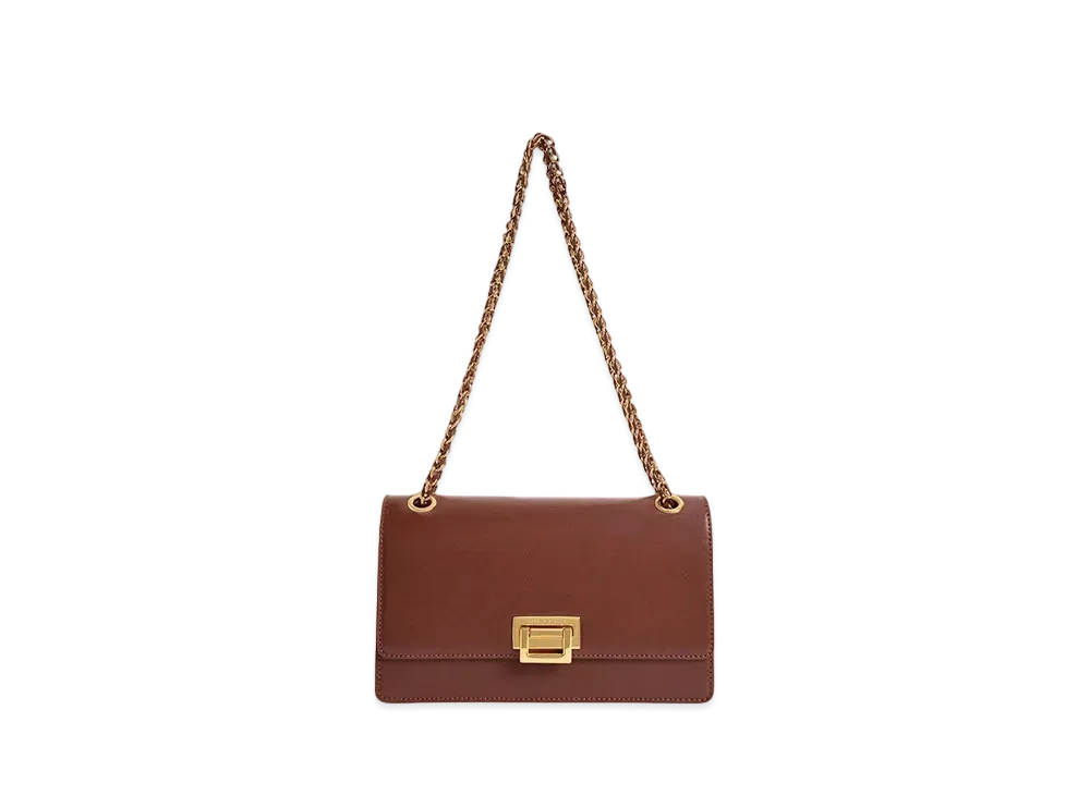 CHARLES & KEITH Chain Handle Shoulder Bag "Chocolate"