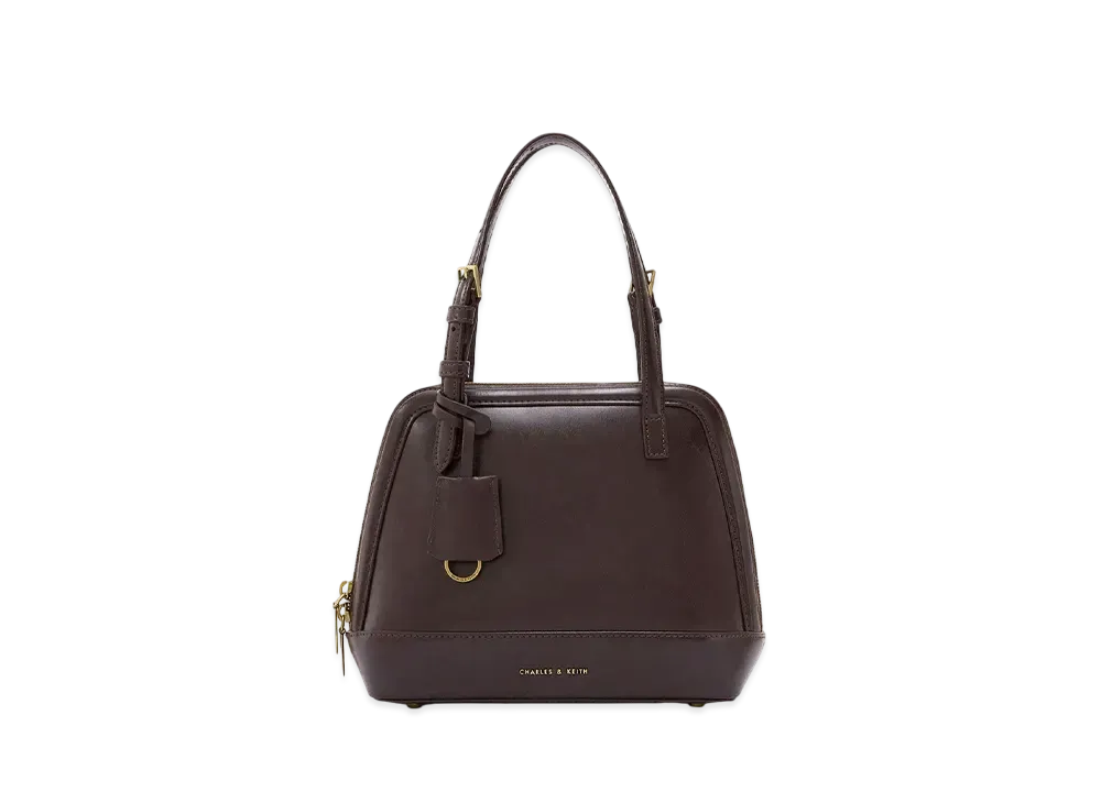 CHARLES & KEITH Enola Textured Double Handle Structured Bag "DarkOak"