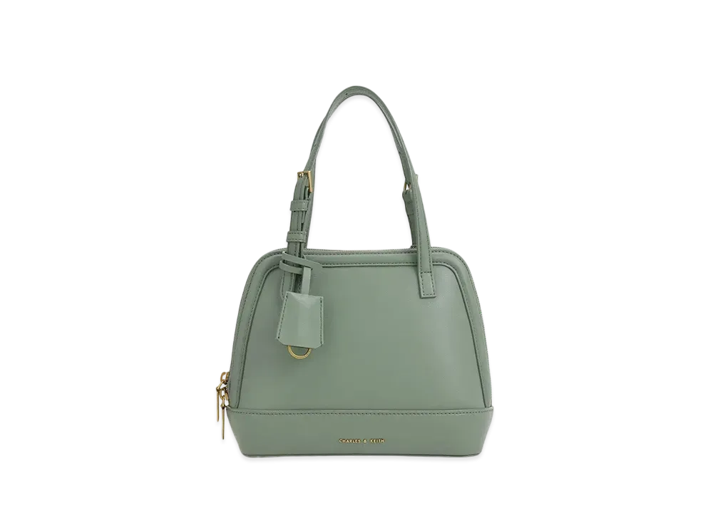 CHARLES & KEITH Enola Textured Double Handle Structured Bag "SageGreen"